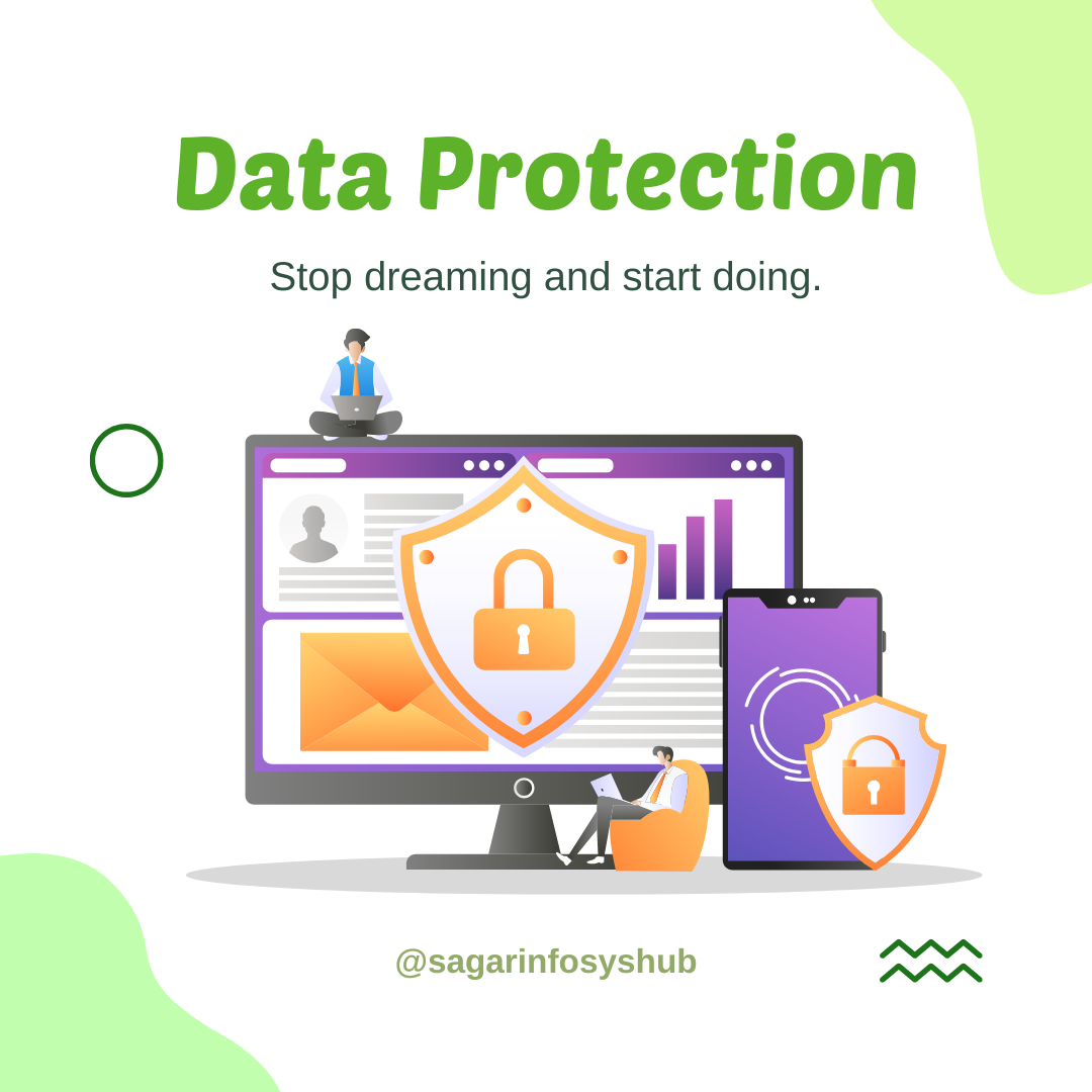 "Screenshot of a detailed privacy policy for sagarinfosyshub, a digital marketing company based in Mahesh Nagar, Jaipur, India. The document is formatted with headings and sections covering data collection methods, legal bases for processing, usage of cookies, data security, retention policies, user rights, and contact information."